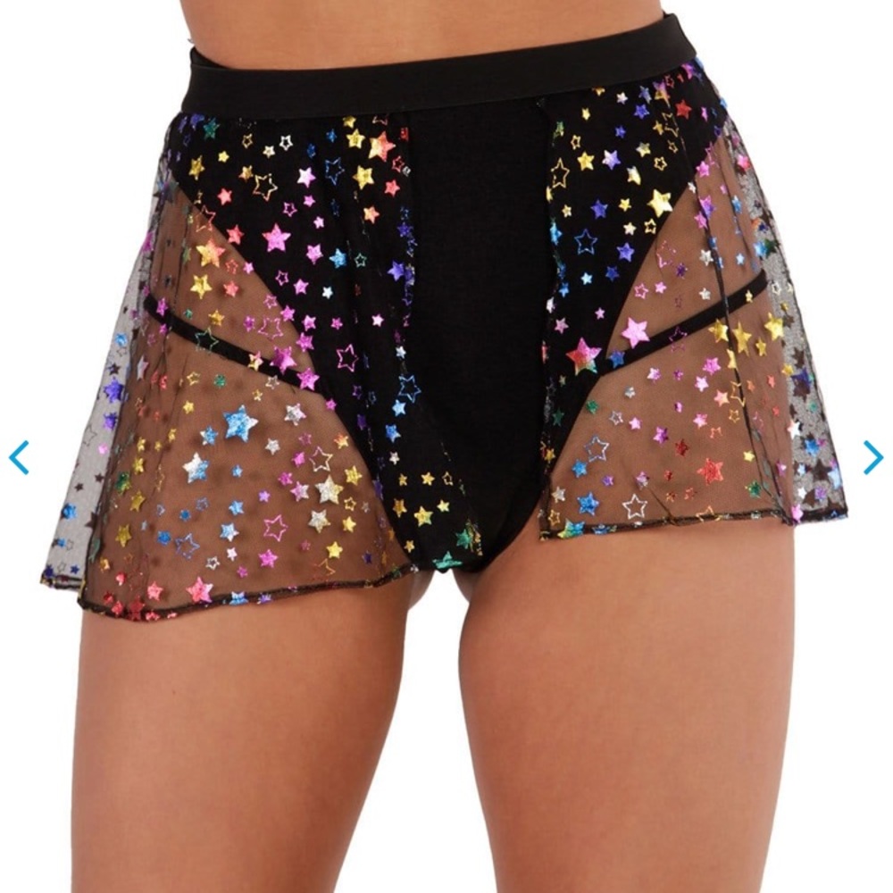 Star Bright Open Front Mesh Mini Skirt IHeartRaves
